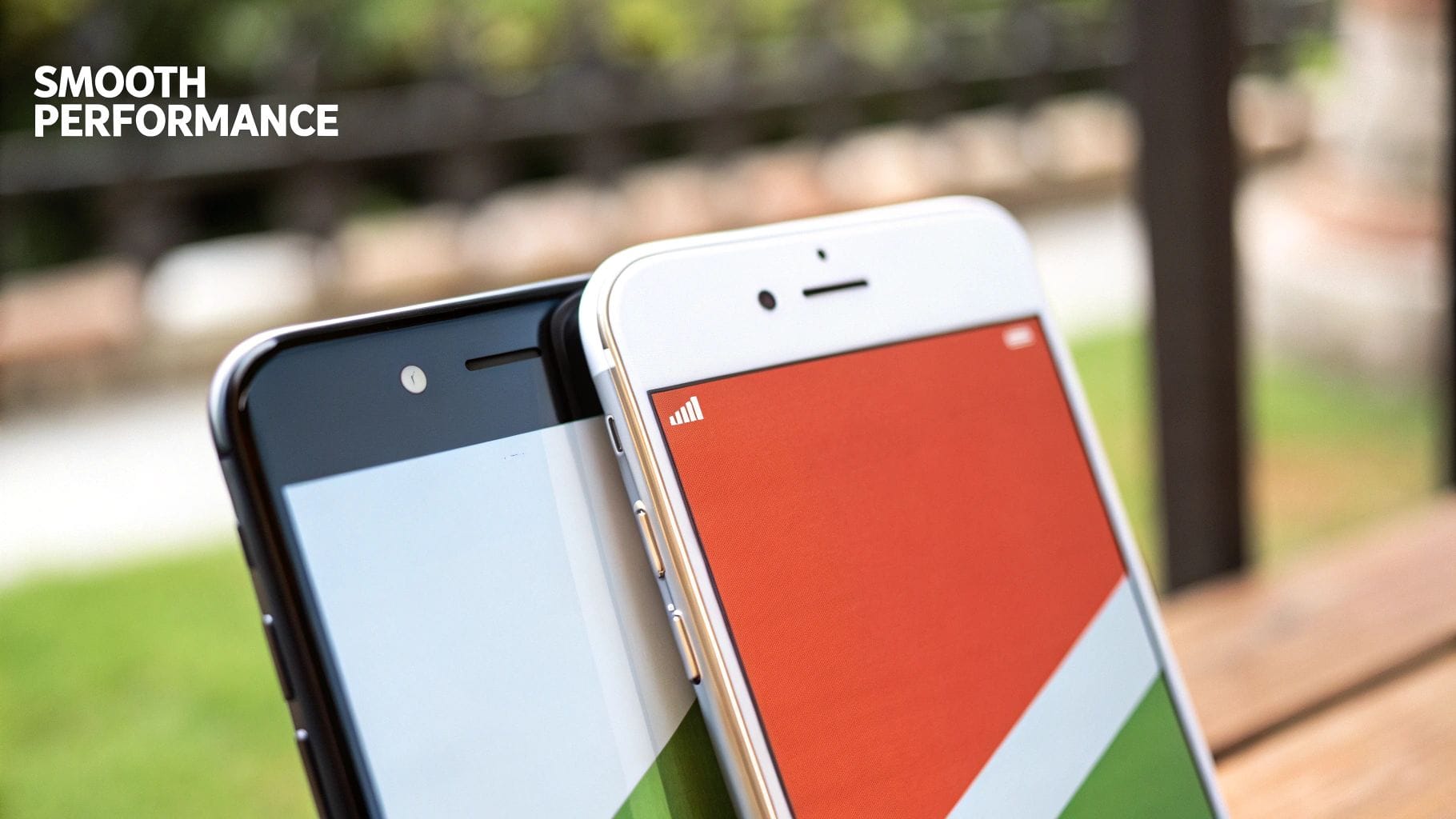 Two smartphones, one black and one white, showcasing their sleek design and screens.